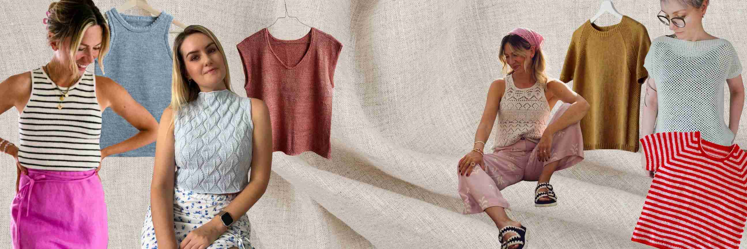 Collage mit mit unterschiedlichen Frauen in Strickshirts