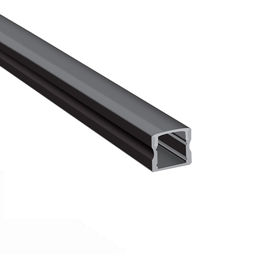 Black rectangular metal tube with a hollow center.