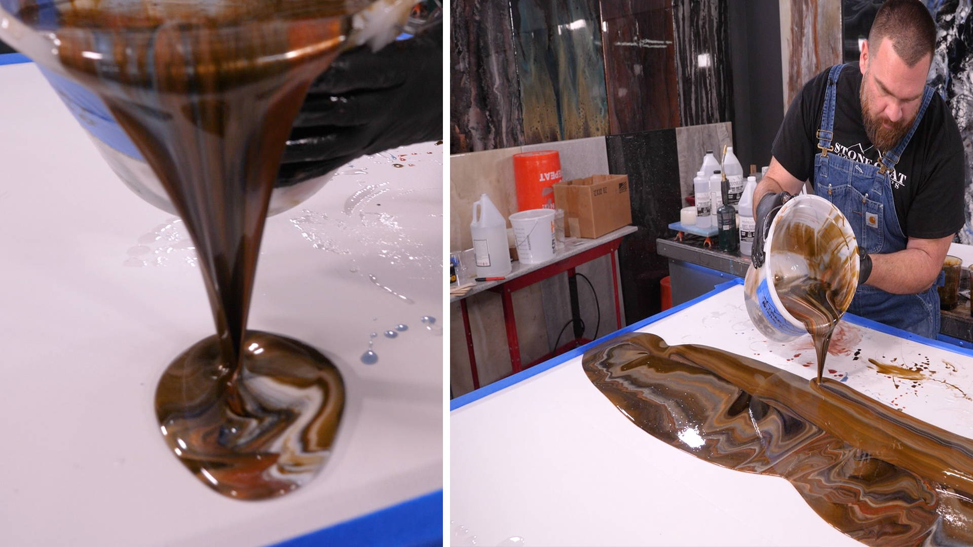 Step 8: Pour the Exotic Pour in your desired pattern for a stacked sediment look. Have fun and be creative!