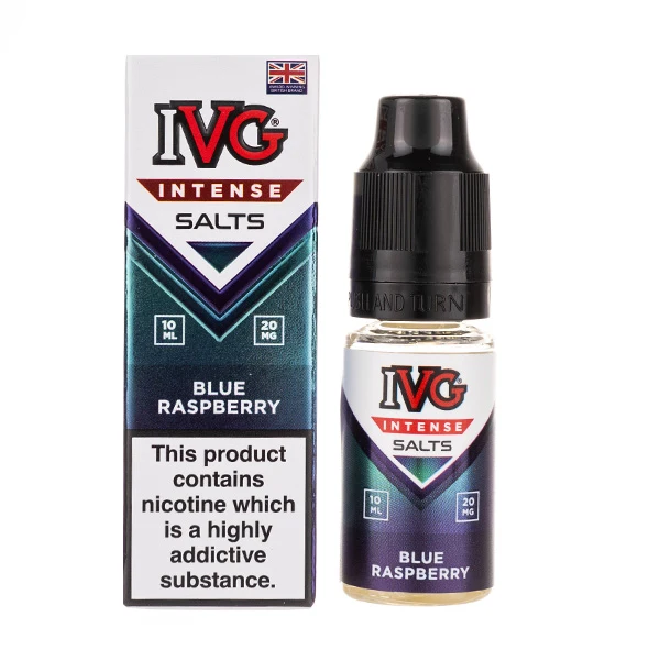Bottle of IVG Blue Raspberry vape juice