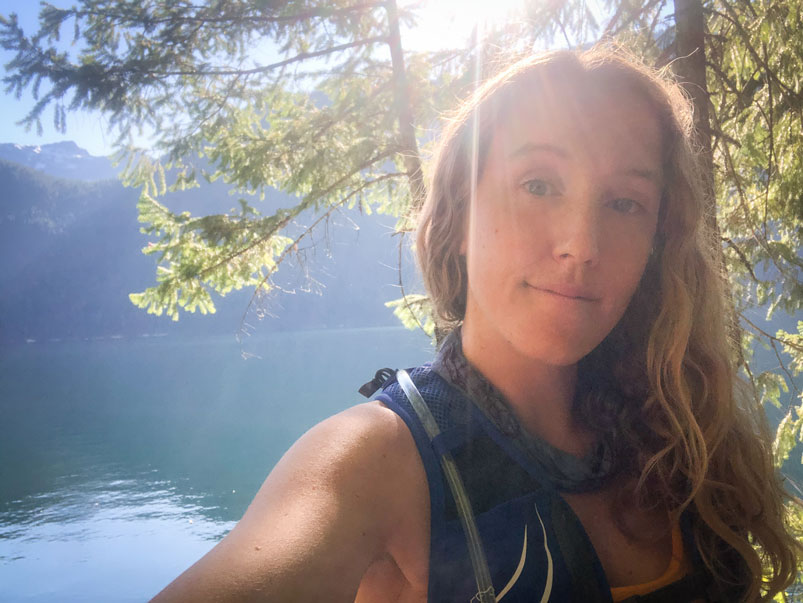 Katelynn overlooking beautiful aspen lake.