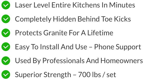 List of features for a kitchen leveling product.