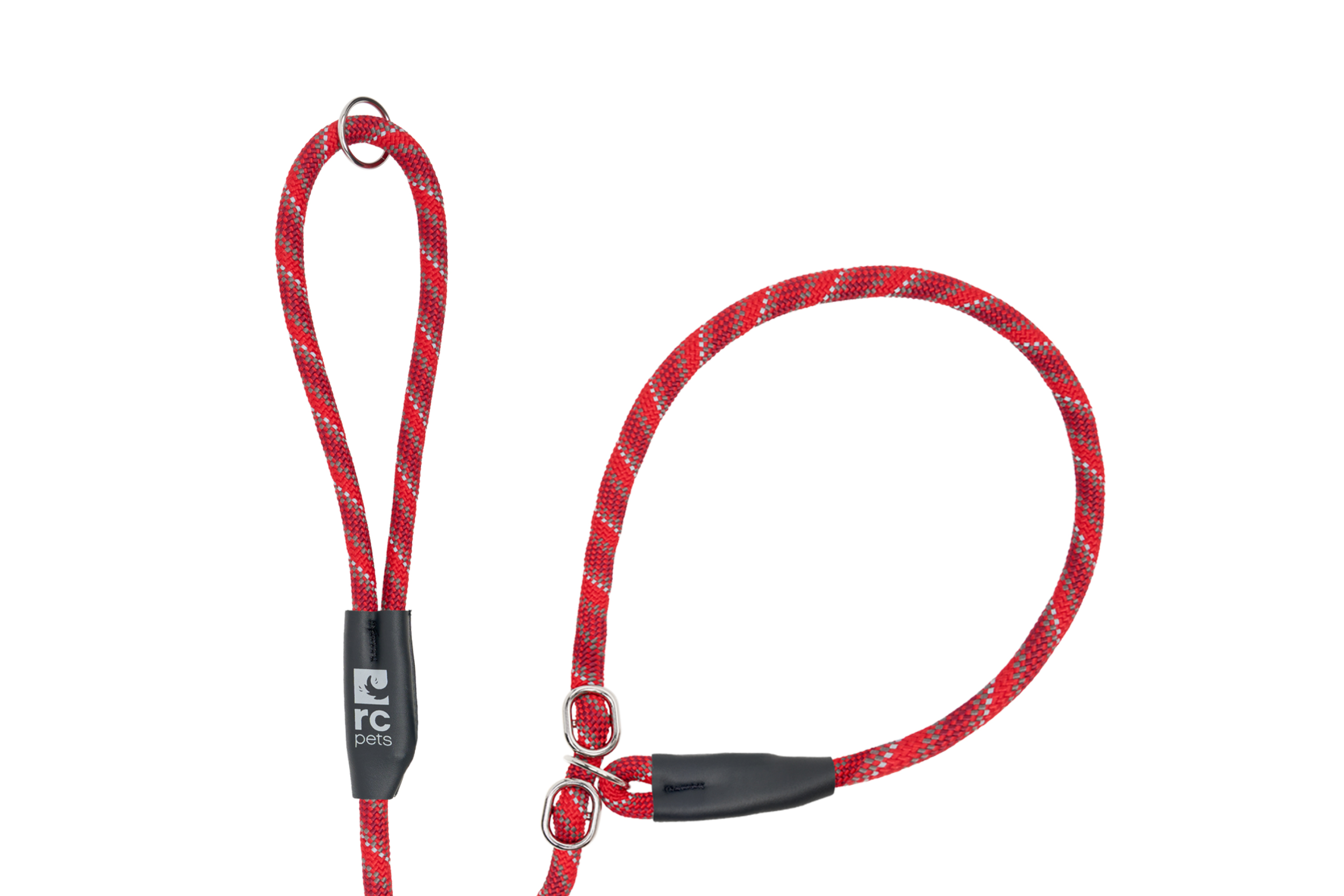 Red braided rope loops with black connectors on each end.