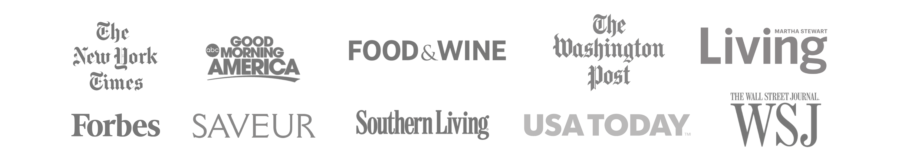 as seen in new york times, forbes, good morning america, saveur, food & wine, southern living, the washington post, usa today, martha stewart living, and the wall street journal