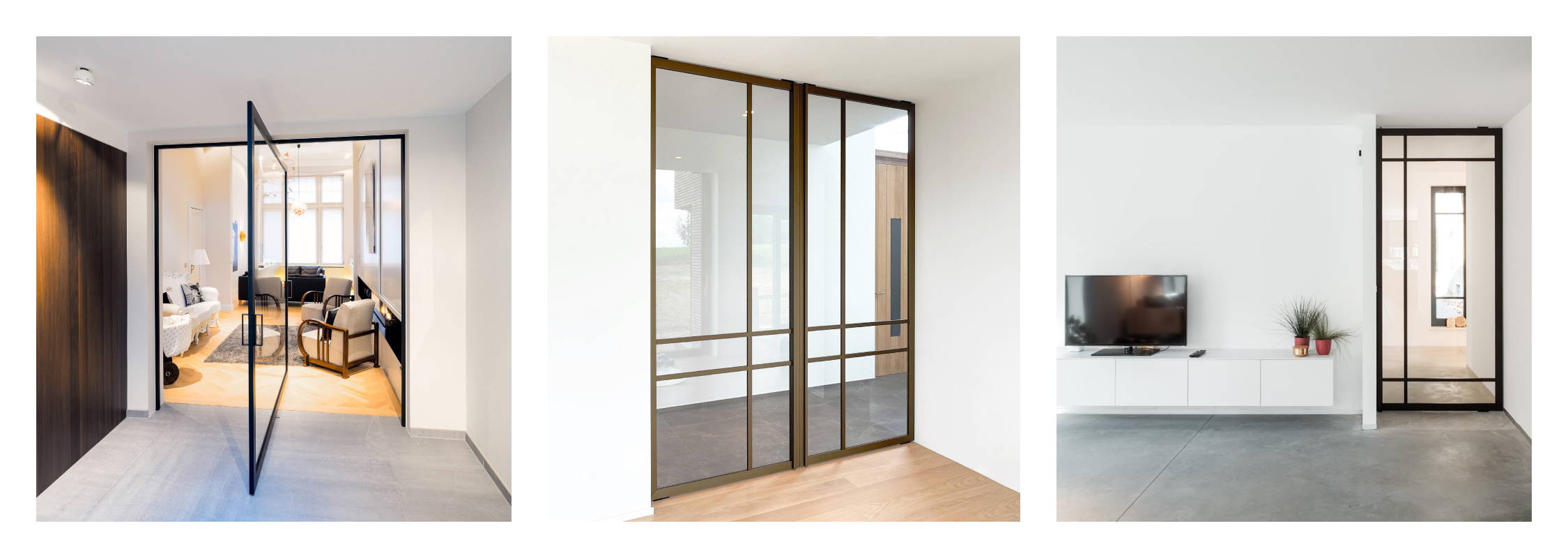 Industrial style pivot doors