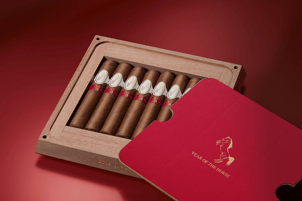 Opened tray of the Davidoff The Year of Collector’s Edition Horse cigars.