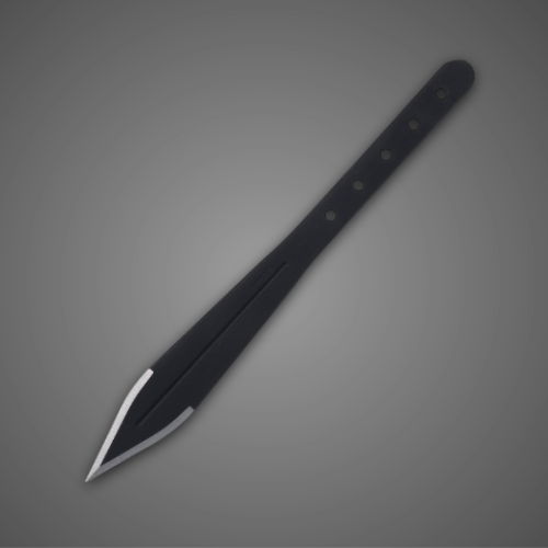 A sleek, black writing instrument with a pointed tip.