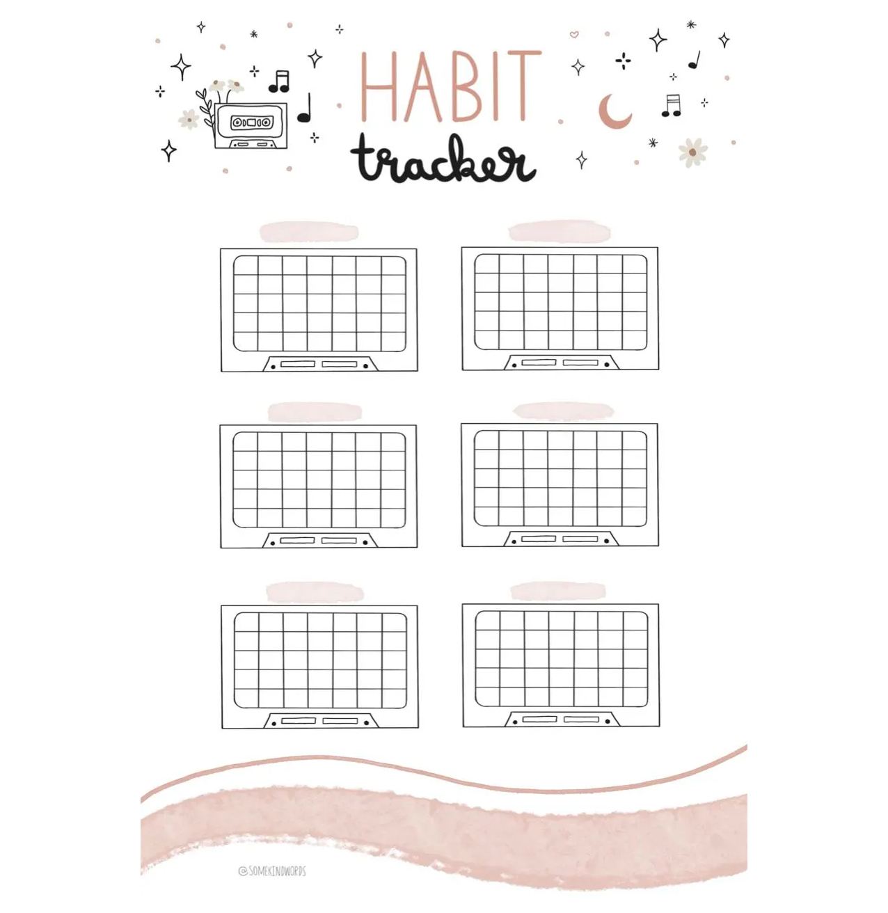 Free Music Themed Bullet Journal Habit Tracker Printable 🎵 – NotebookTherapy