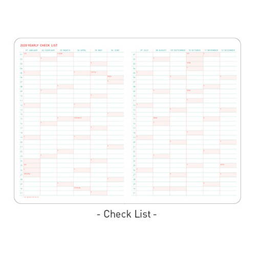 Checklist - Ardium 2020 Light dated daily planner scheduler
