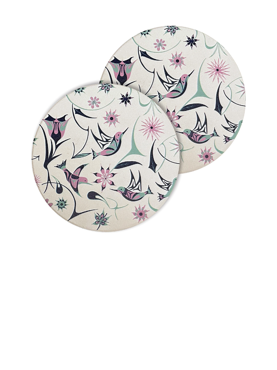 Hummingbirds Ceramic Coasters by Nicole La Rock, Coast Salish