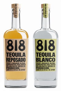 Two bottles of 818 tequila: Reposado and Blanco.