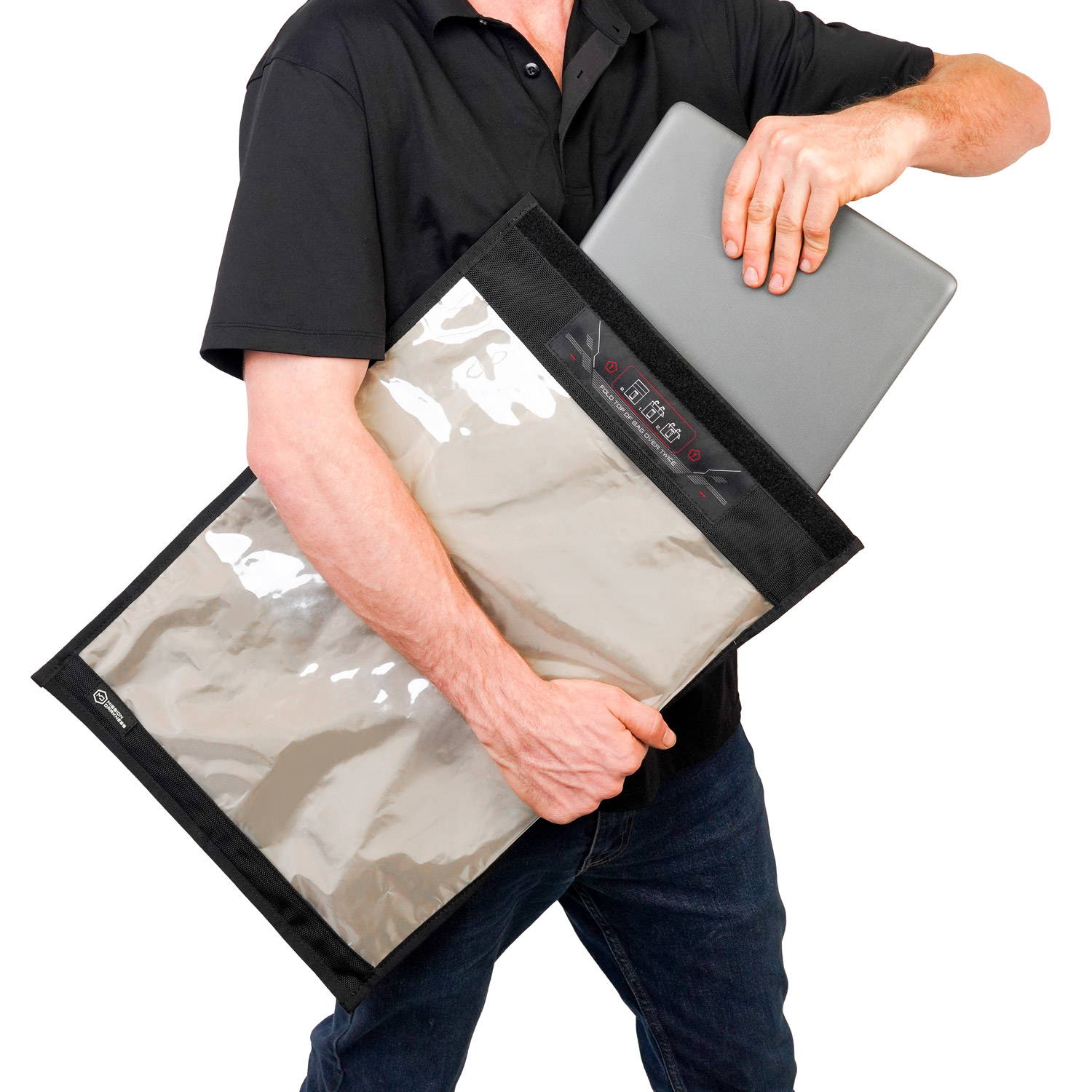 Mission Darkness Window Faraday Bag for Laptops transparent preview window to confirm signal cutoff and battery life