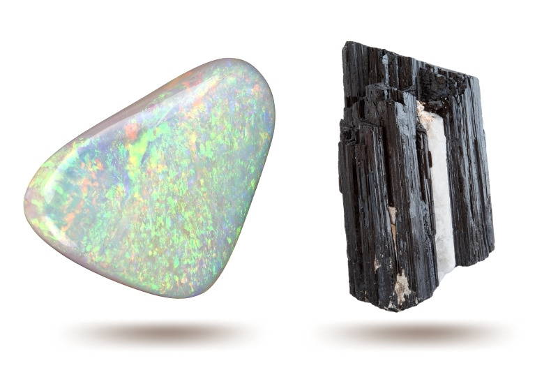 opal & tourmaline crystals