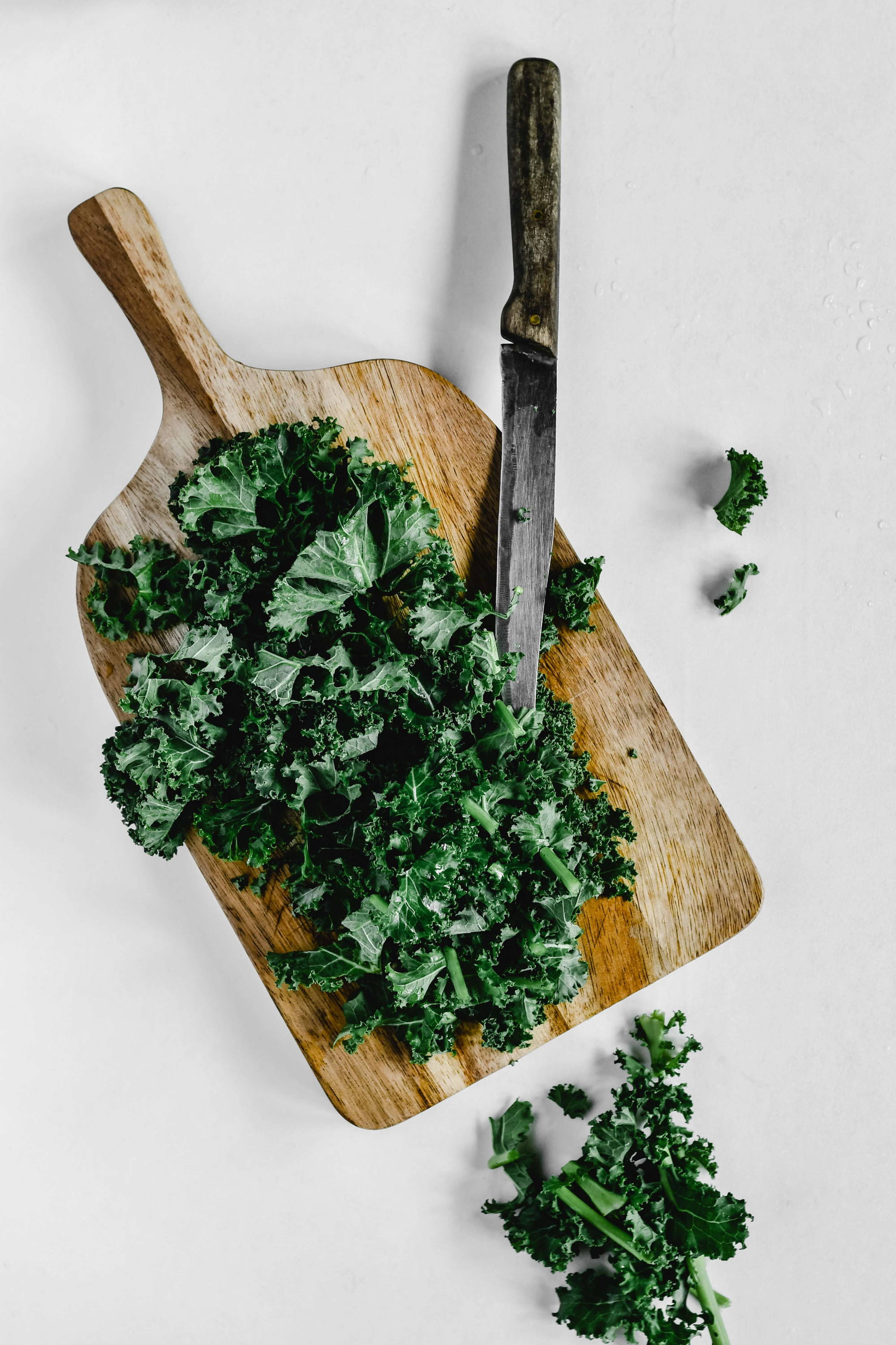 Kale on a chopping board