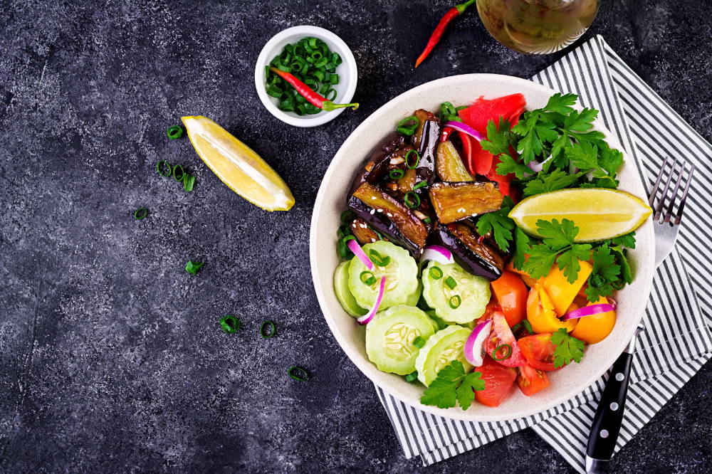 fresh salad with raw vegetables