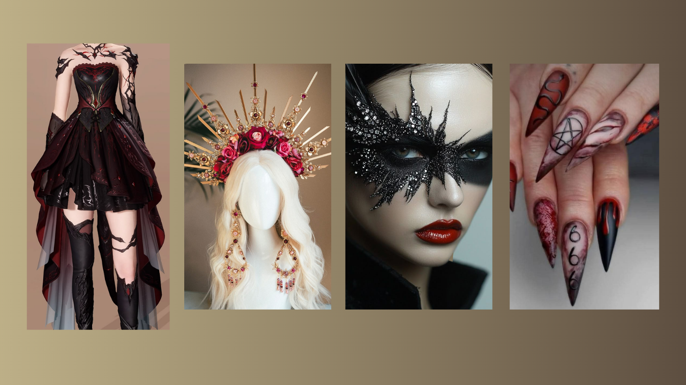 Cosplay props and costume components including accessories, armor pieces, and outfit details for character building