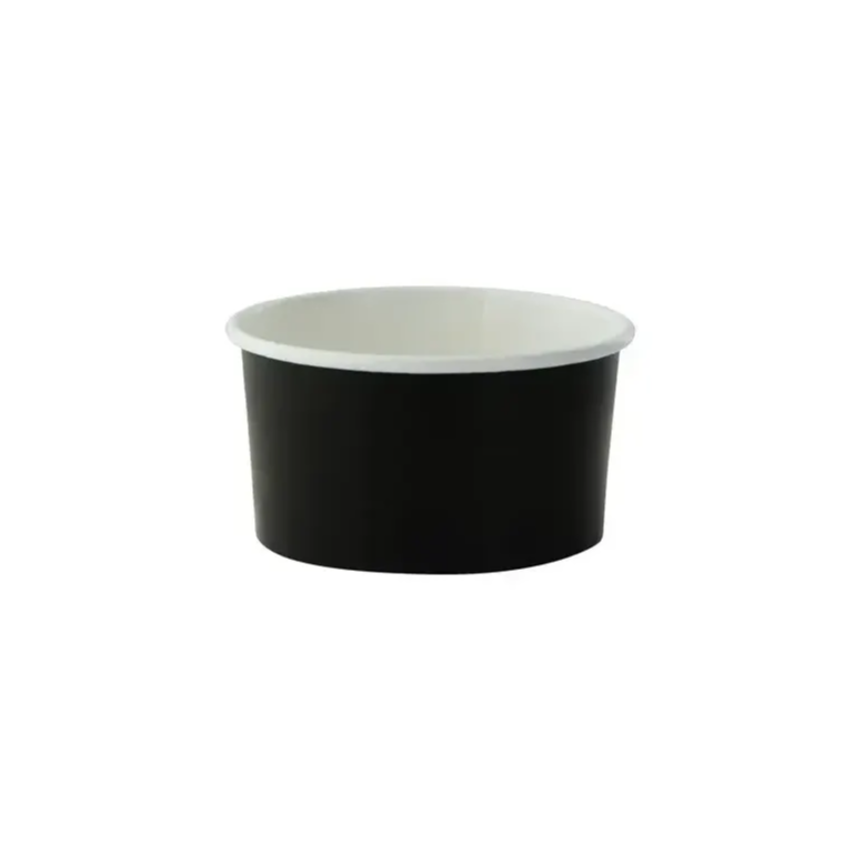 A black paper portion cup
