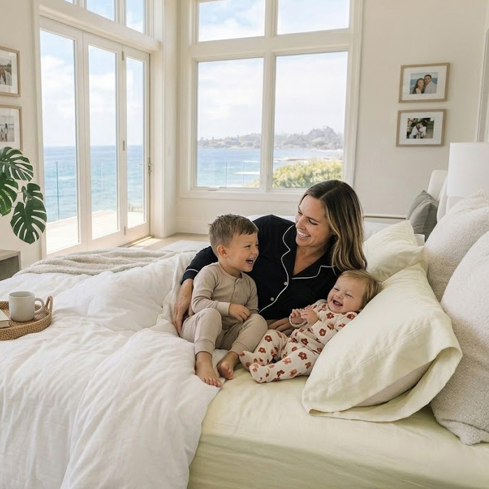 a bed with cariloha bamboo bedding