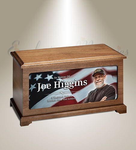 Veteran Flag Cremation Urn With Photo