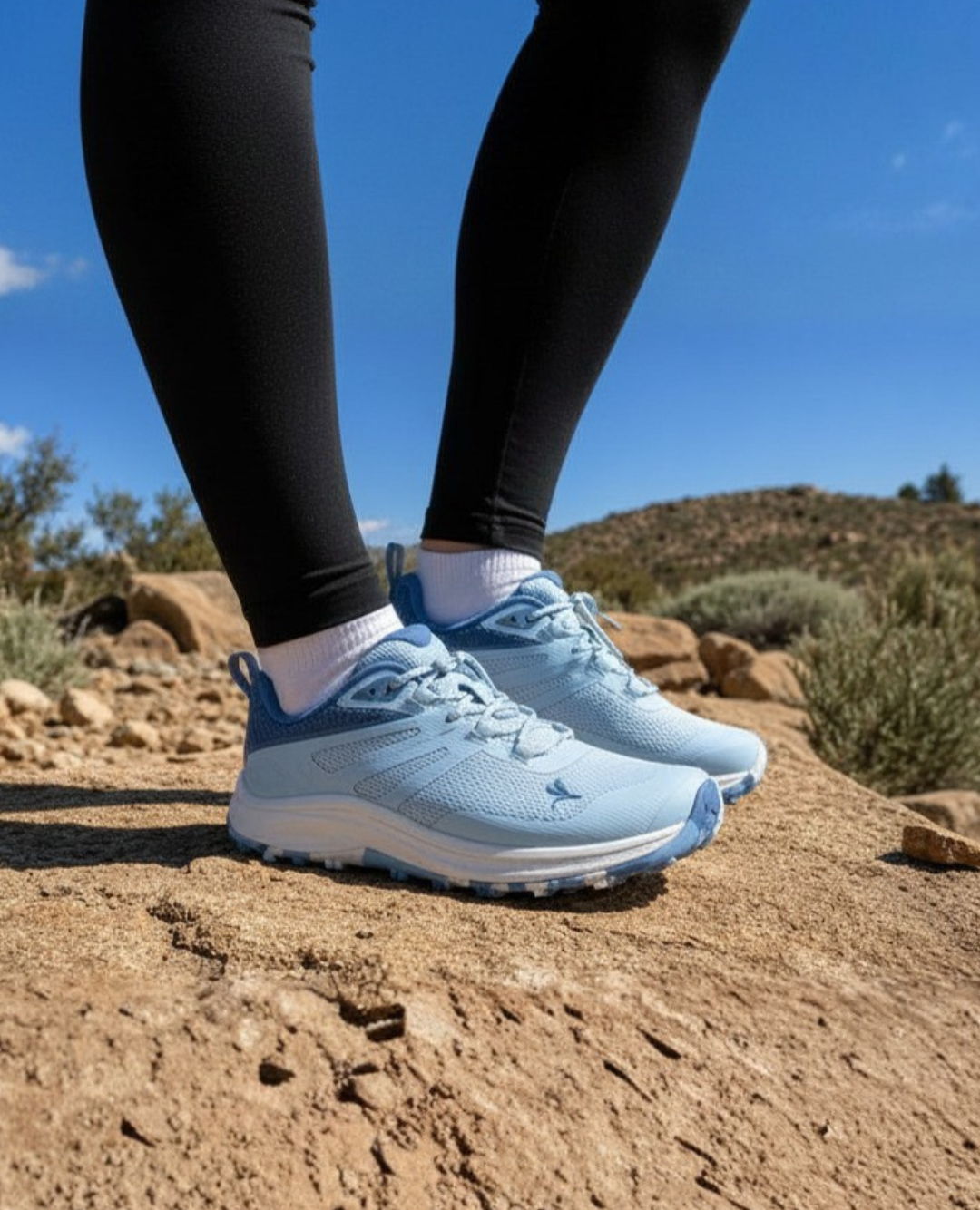 woman wearing trail running shoes