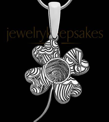 Sterling Silver Four Leaf Clover Thumbprint Pendant