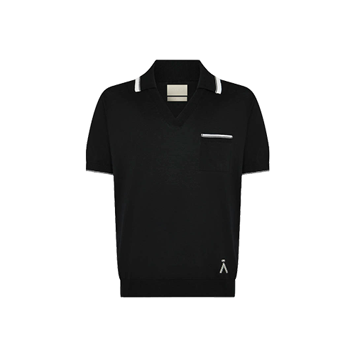 Men's Knitted Tennis Polo - Black