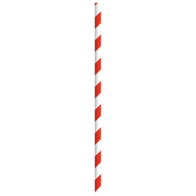 A red and white striped paper straw