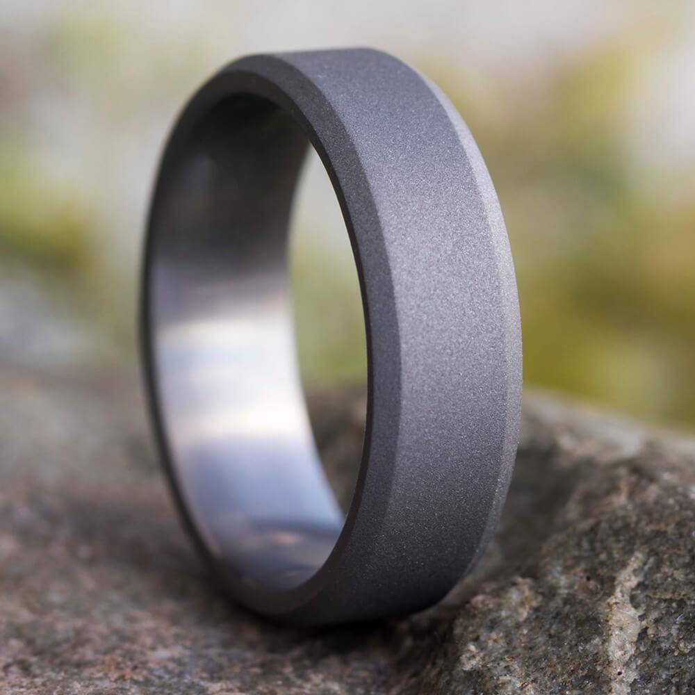 Sanblasted Titanium Ring With Beveled Edges