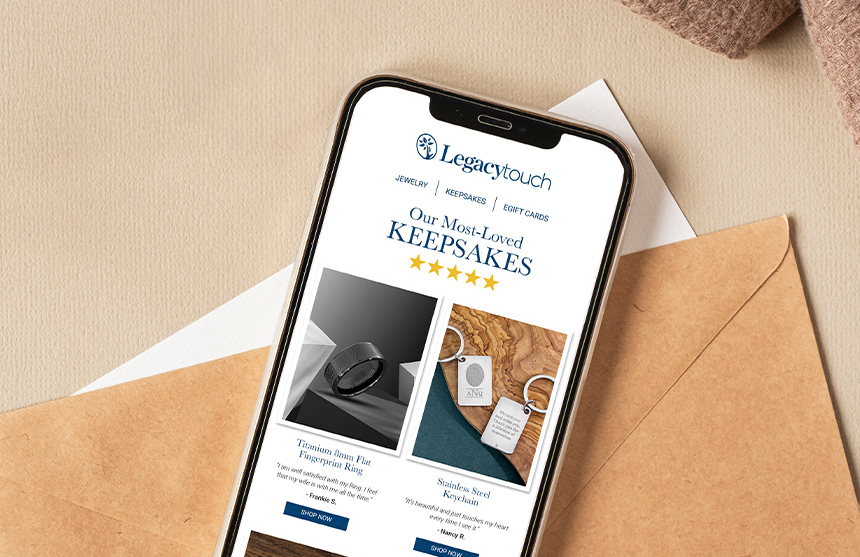smart phone displaying legacy touch customer email