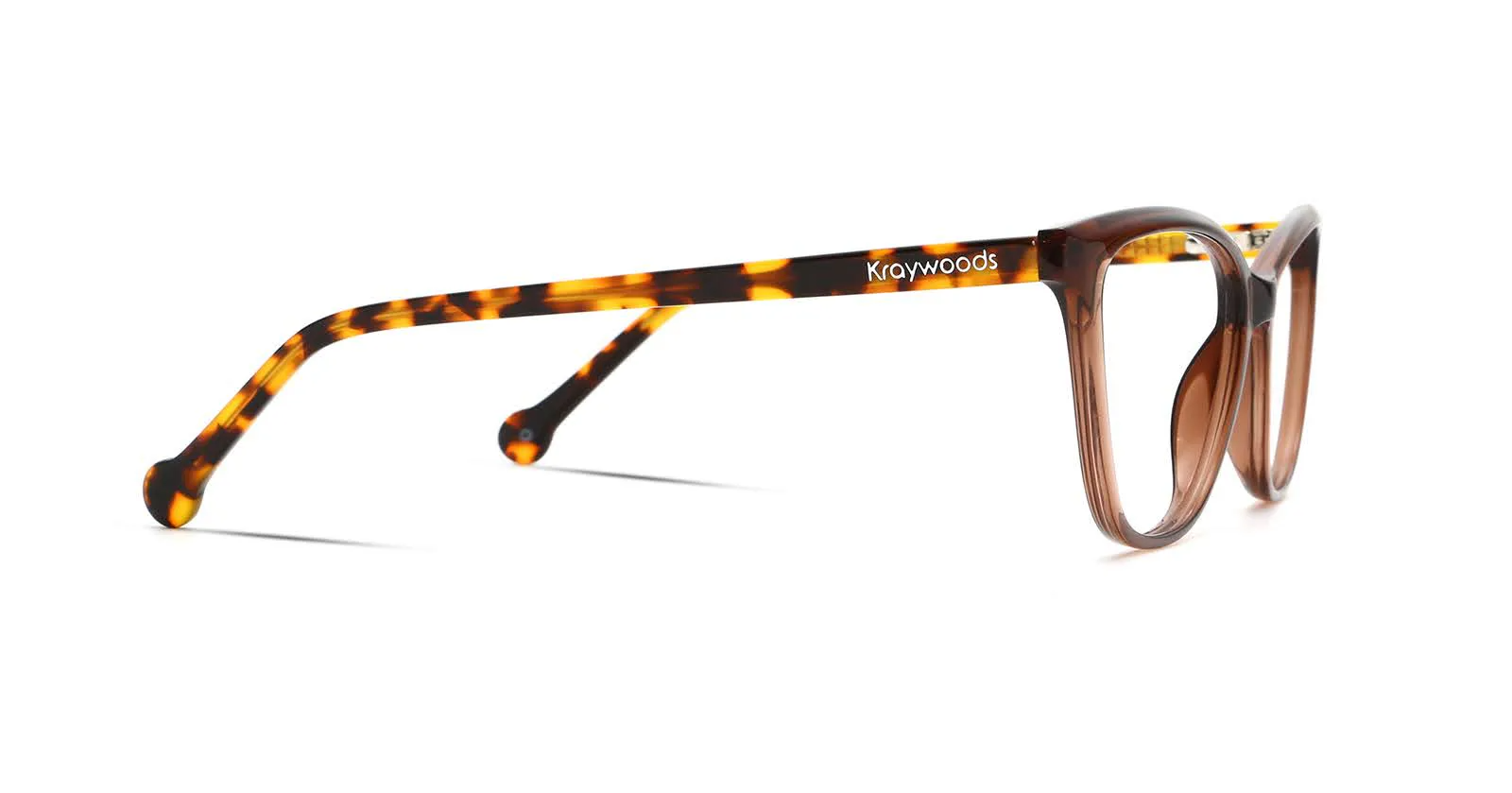 side view of glasses with tortoise arms