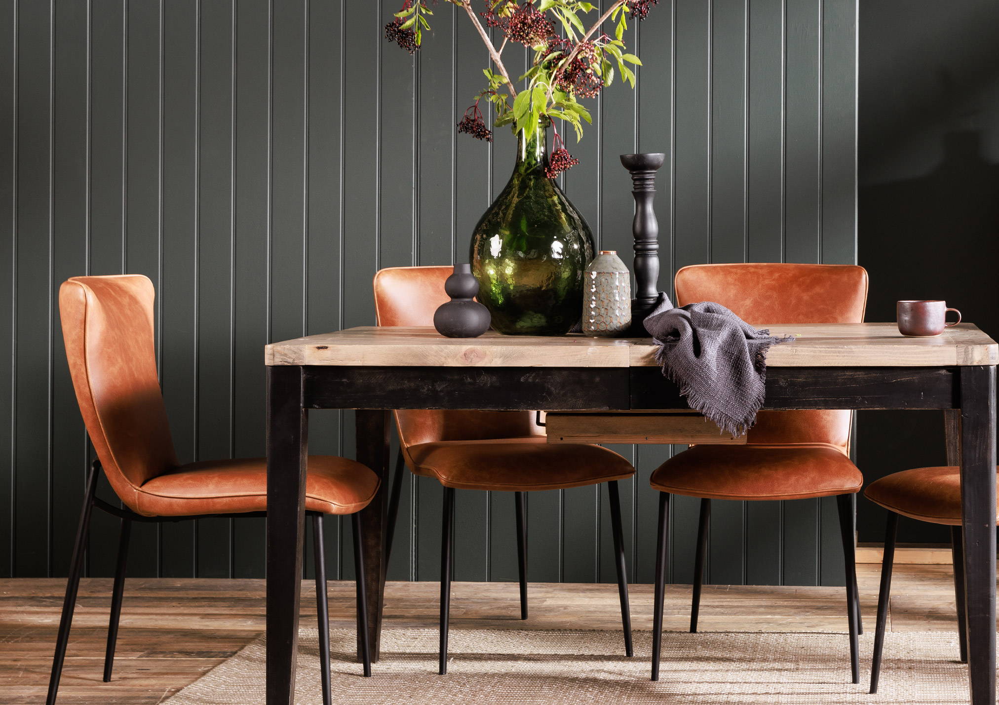 The Henbury Dining Collection With Clemmie Tan Chairs