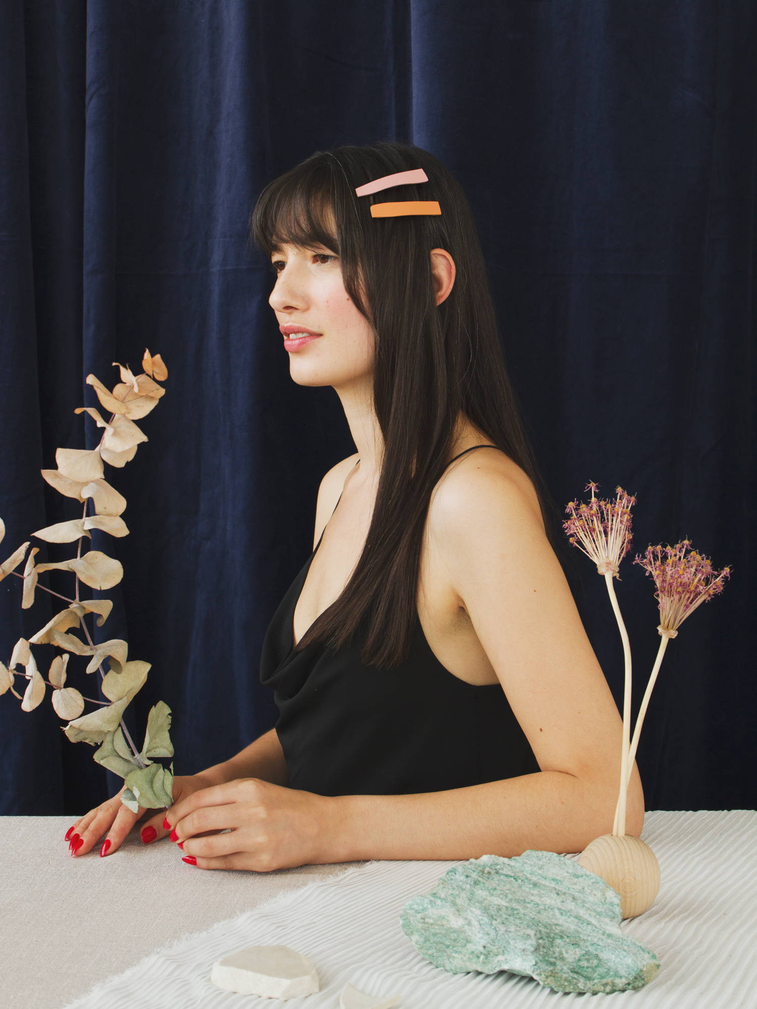 Wolf & Moon | Abstract Hair Clips in Rose/Orange