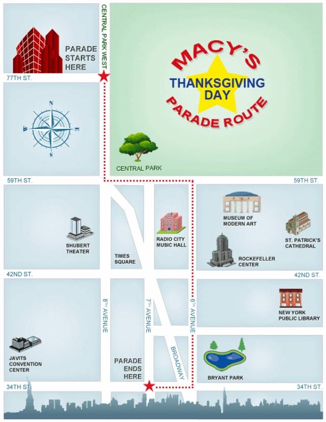 route, route macy's thanksgiving parade