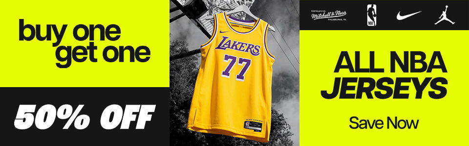Buy one, get one 50% off all NBA jerseys.