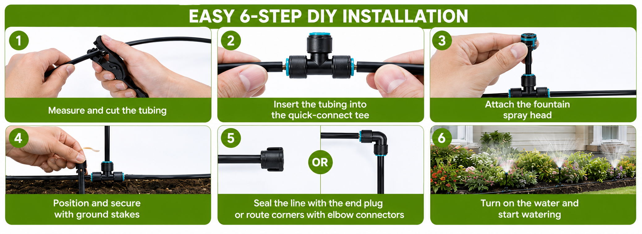 Easy DIY installation steps for irrigation system components.