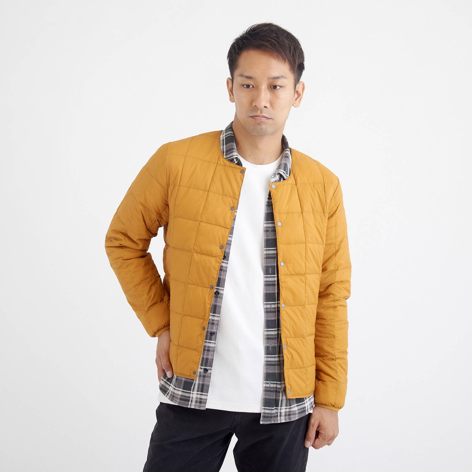 TAION（タイオン）/クルーネックボタンダウンジャケット/オレンジ/MENS