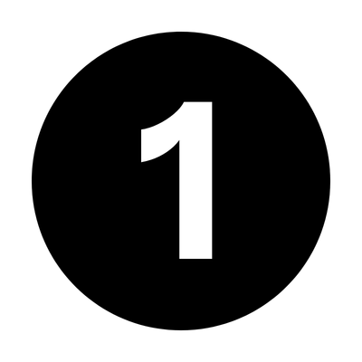Number one in bold white on a black background.