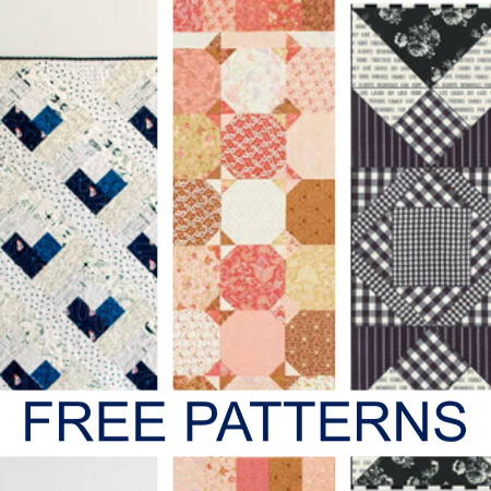 3 quilting patterns collage referring to the free tutorials in the blog