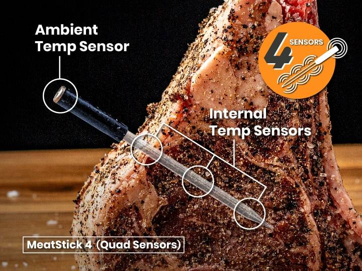The MeatStick 4: Next Gen Quad Sensors Wireless Meat Thermometer
