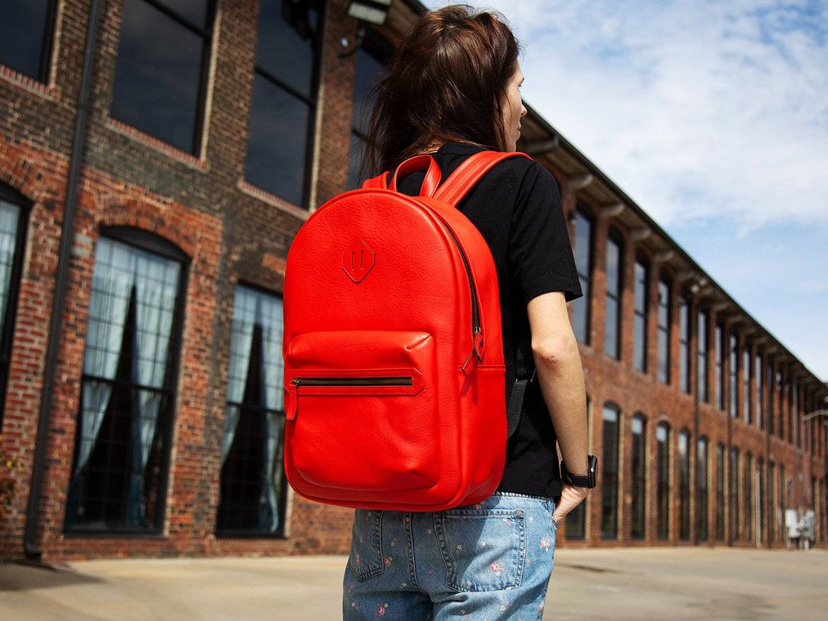 RED LEATHER BACKPACK