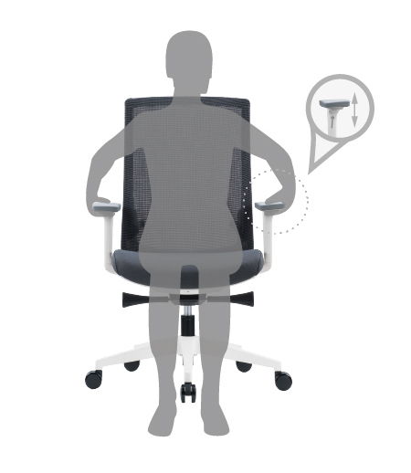 ofinto Ergo Studio | Armrest Height: Hold down the button below and slide the armrests up and down to adjust the height