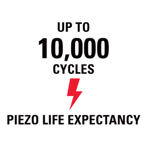Up to 10,000 cycles - piezo life expectancy