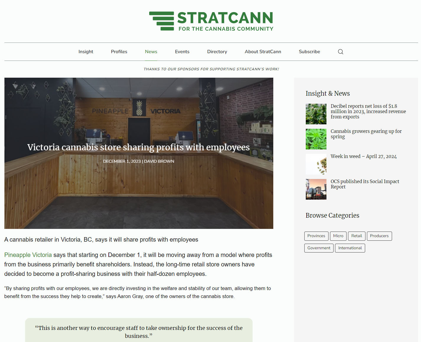 StratCann Profit Sharing