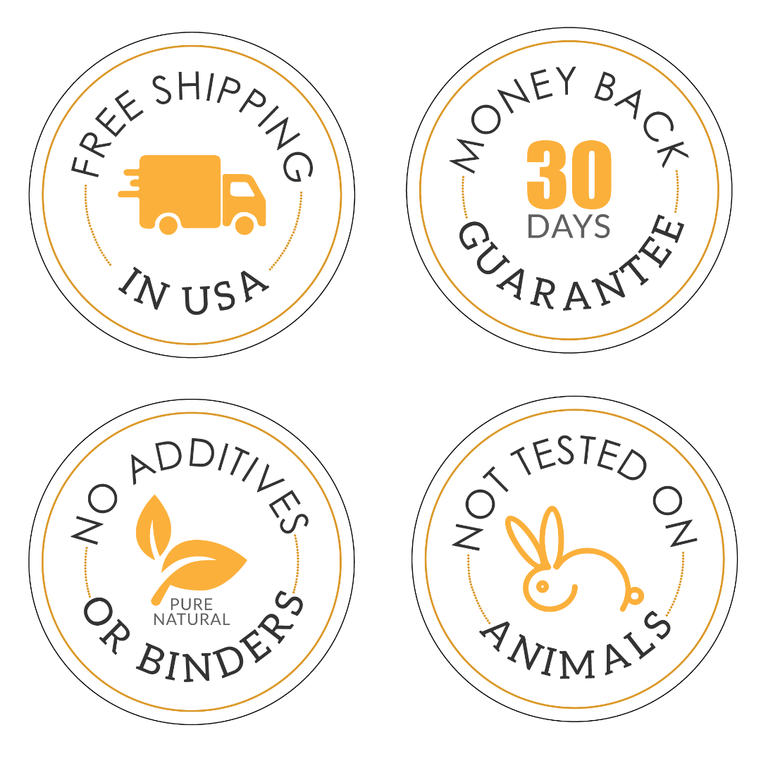 No probado en animales. Garantía de devolución de dinero de 30 días. 100% natural.
