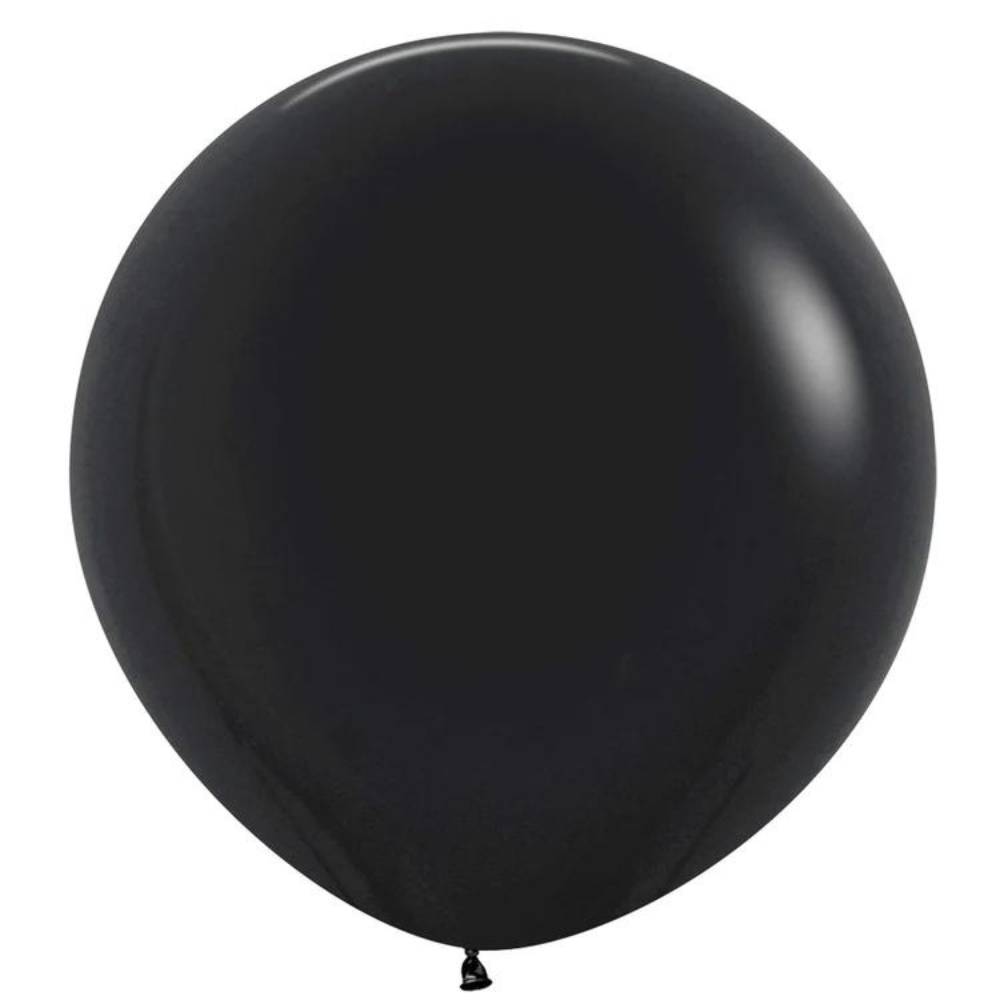 Image of single inflated black balloon. Shop black balloons.