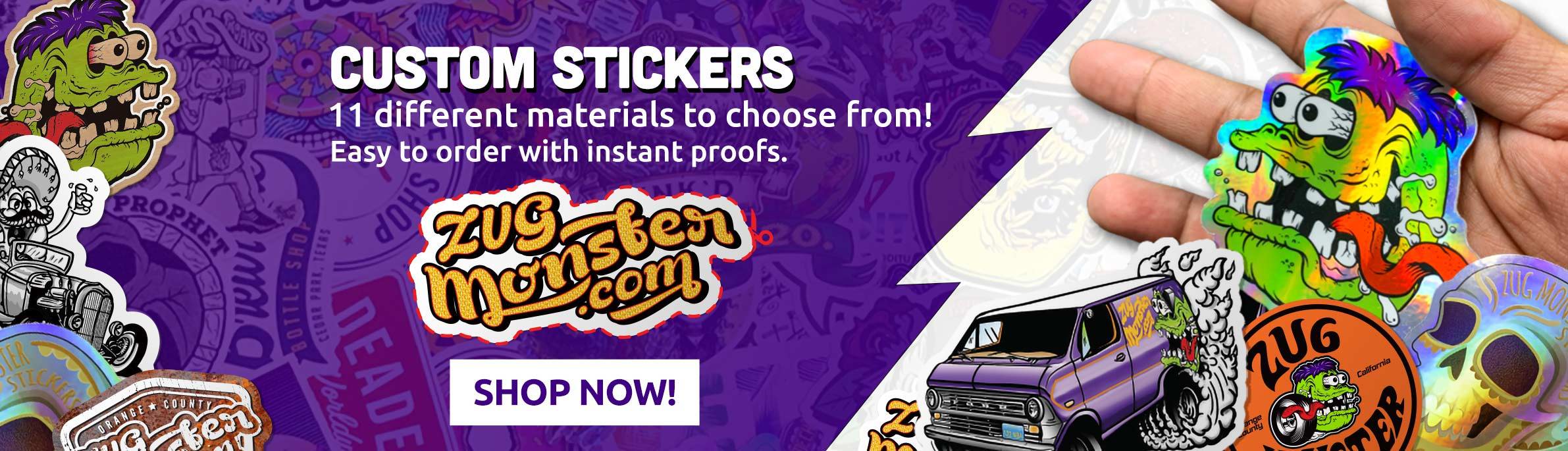 Custom Stickers. 11 different materials to choose from! Easy to order with instant proofs. Order your diecut stickers today!