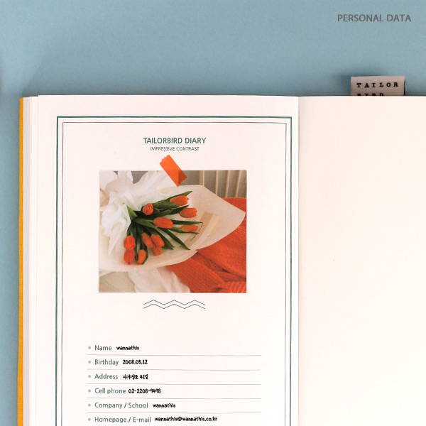 Personal data - Wanna This Tailorbird fabric dateless weekly planner ver5
