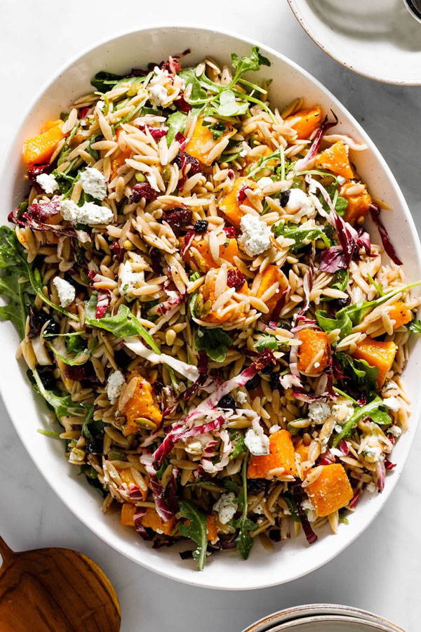 Orzo salad with lemon and butternut squash