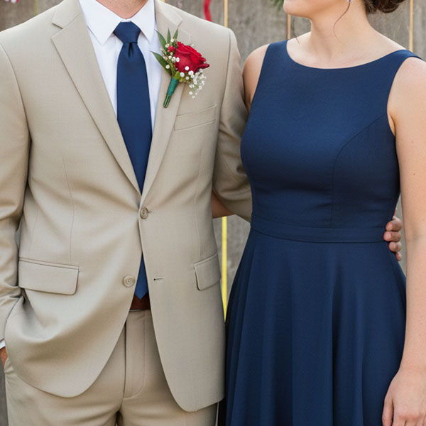 Bridesmaid and groomsman coordinating in navy for a patriotic July 4th wedding