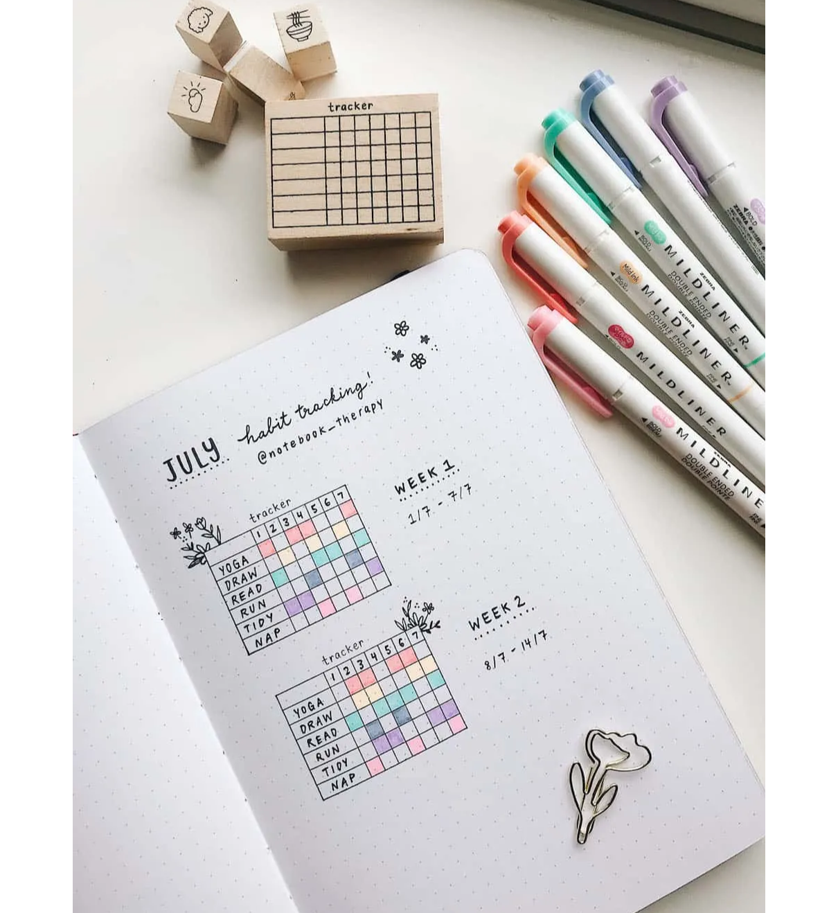 Notebook Therapy Bullet Journal Stamps Review + How To Use